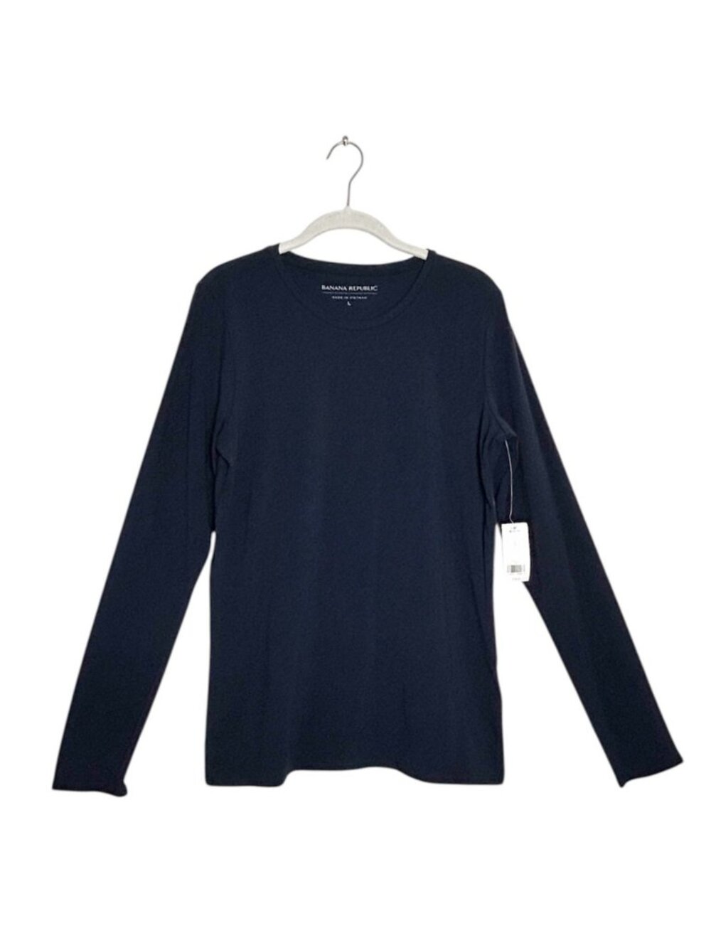 Banana Republic Signature Women's Long Sleeve Crew Top in Navy - Sz L - New
